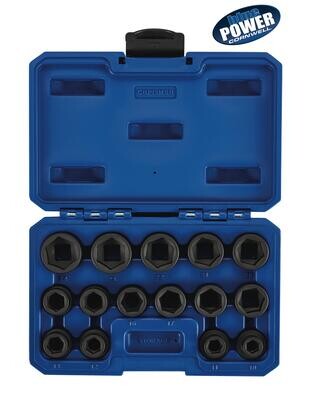 CBPI3MSB - 15 Piece 1/2” Drive bluePOWER® Square or Hex Stubby Metric Socket Set