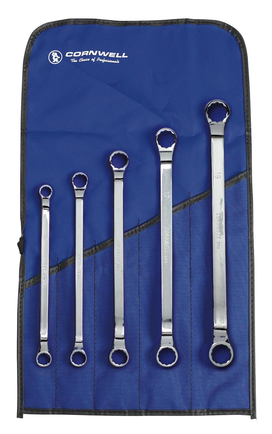WBMP15S - 5 Piece Metric 8° Offset Box Wrench Set, 12 Point