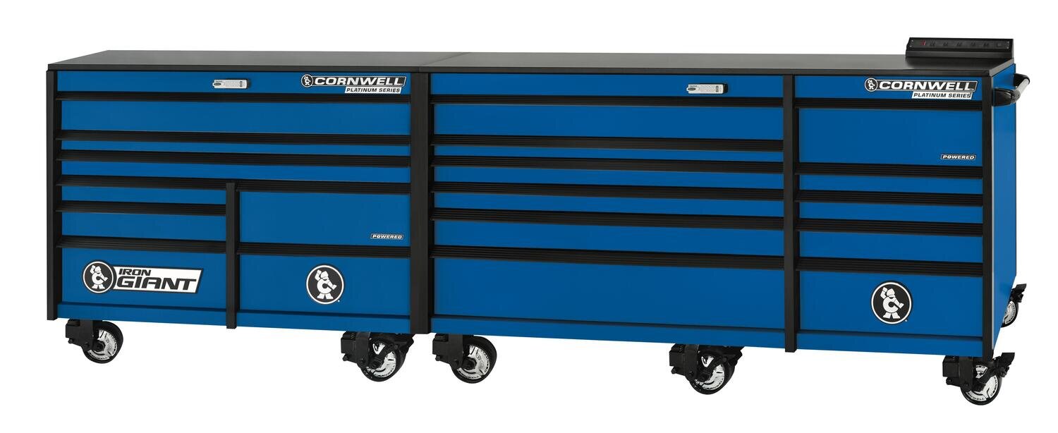 XPCTSPLR14019KB - PLATINUM™ 140" 19-Drawer Iron Giant Roller Cabinet, Corporate Blue