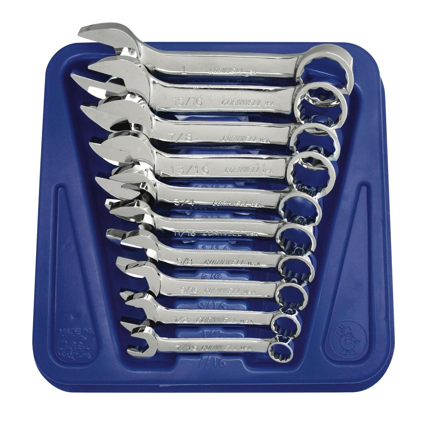WCXS110ST - 10 Piece Extra Short SAE Combination Wrench Set, 12 Point