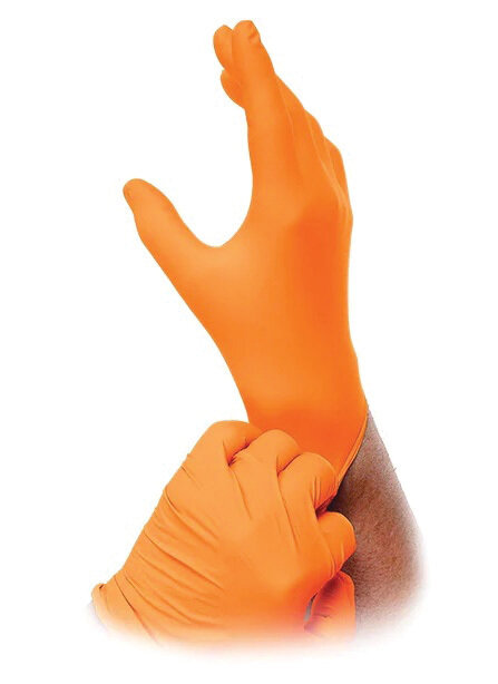 ZLGOOL - Outrageous Orange Diamond Grip Nitrile Gloves, L (100/Bx)
