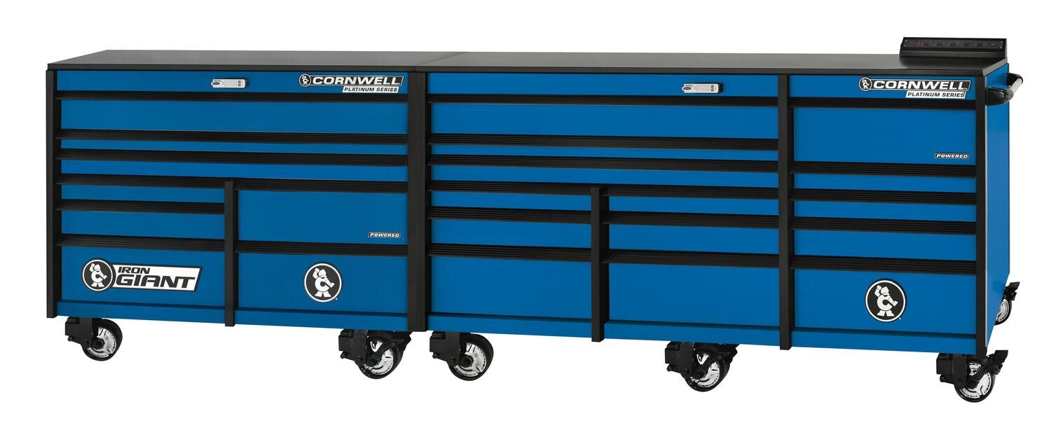 XPCTSPLR14022KB - PLATINUM™ 140" 22-Drawer Iron Giant Roller Cabinet, Corporate Blue