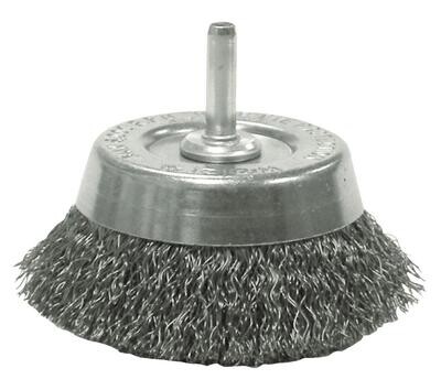 AN14302 - 2-3/4" Stem-Mounted Crimped Wire Cup Brush, .0118" Steel Fill