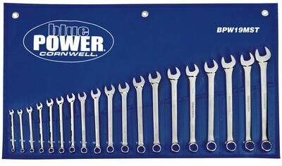 BPW19MST - 19 Piece Cornwell® bluePOWER® Metric Combination Wrench Set, 12 Point