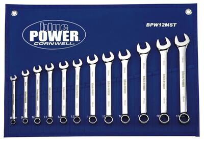 BPW12MST - 12 Piece Cornwell® bluePOWER® Metric Combination Wrench Set, 12 Point