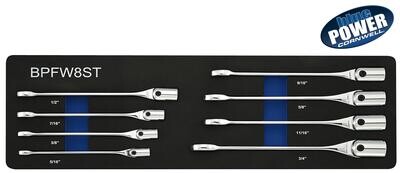 BPFW8ST - 8 Piece Cornwell® bluePOWER® SAE Combination Flex Socket Wrench Set