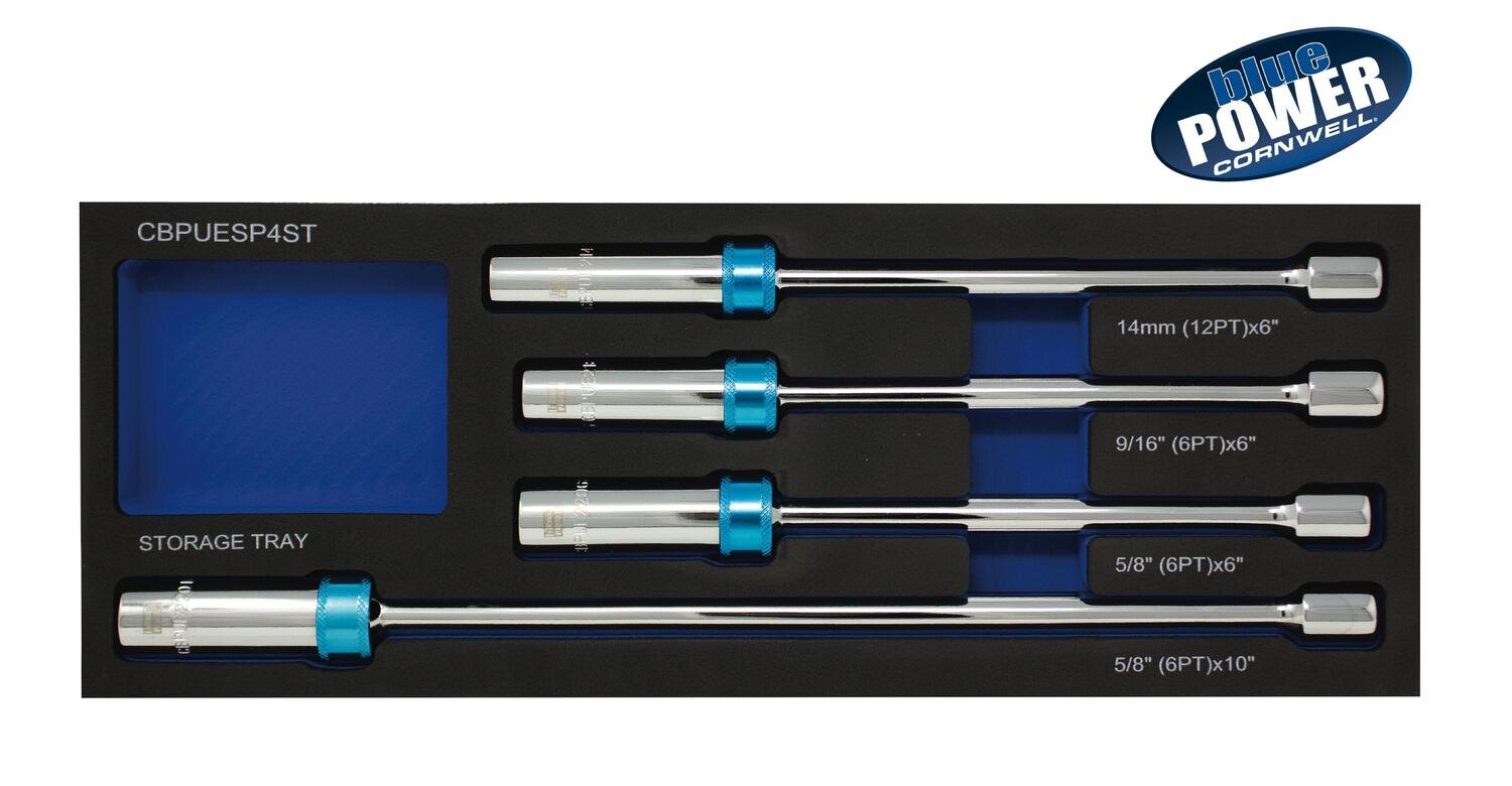 CBPUESP4ST - 4 Piece 3/8" Drive Cornwell® bluePOWER® Universal Spark Plug Extension Set
