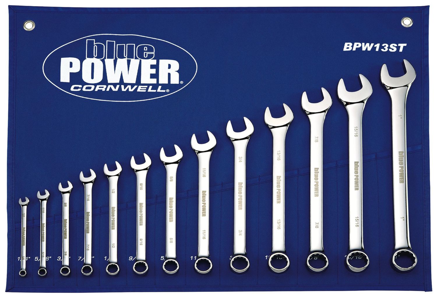 BPW13ST - 13 Piece Cornwell® bluePOWER® SAE Combination Wrench Set, 12 Point
