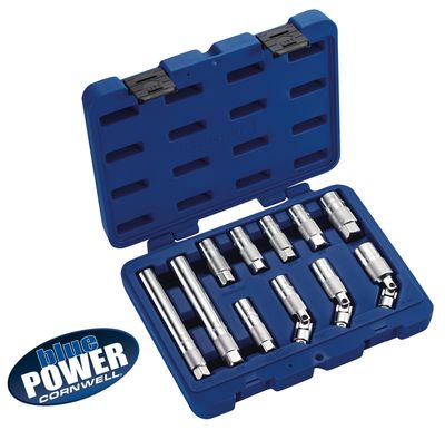 CBPMSP11ST - 11 Piece 3/8" Drive Cornwell® bluePOWER® Magnetic Spark Plug Socket Set