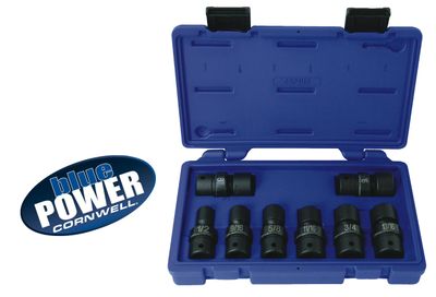 CBPIU3 - 8 Piece 1/2" Drive Cornwell® bluePOWER® SAE Power Universal Socket Set, 6 Point