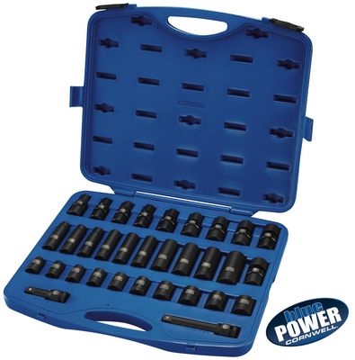 CBPI3M32S - 32 Piece 1/2" Drive Cornwell® bluePOWER® Metric Power Socket Set, 6 Point