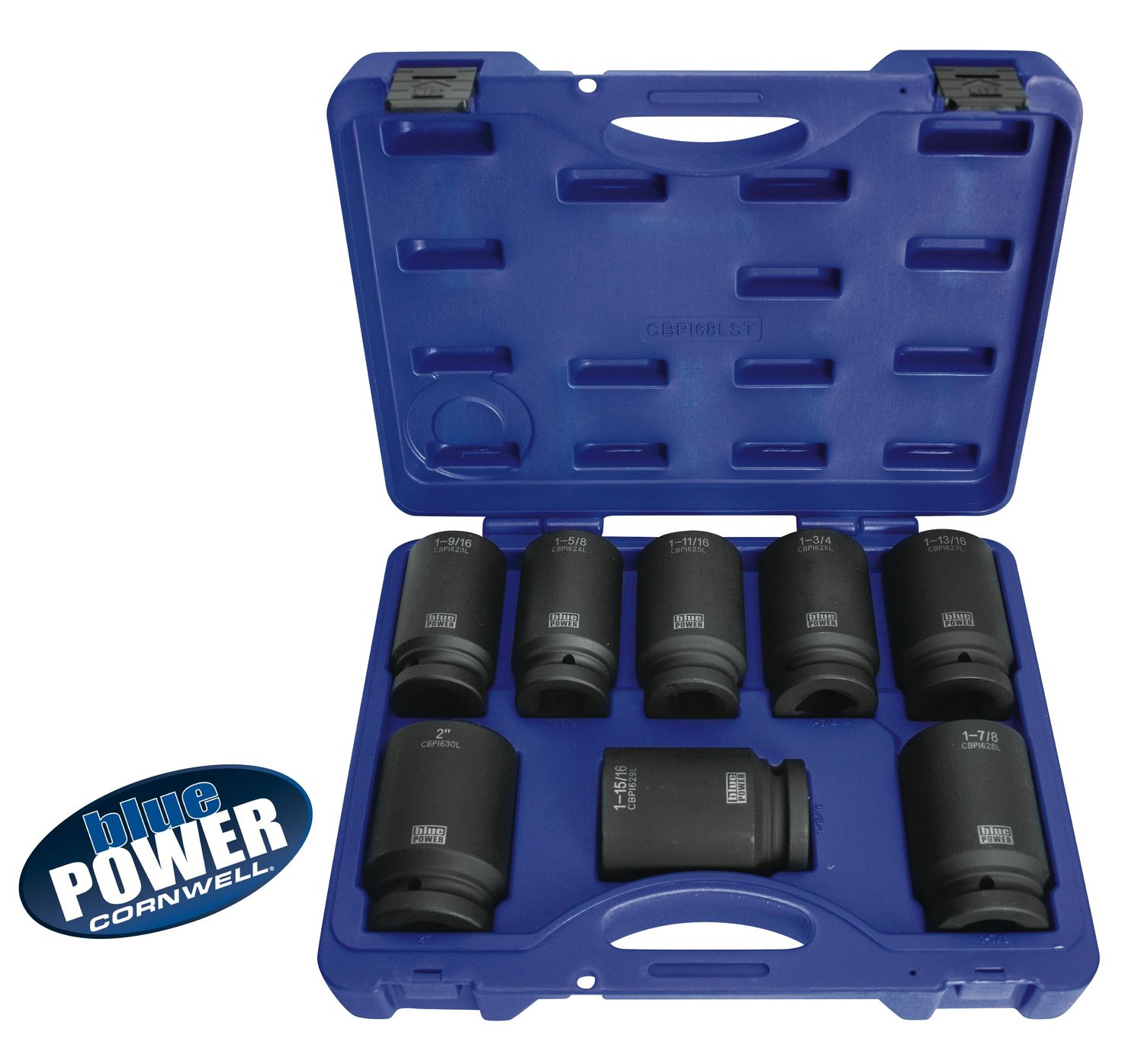CBPI68LST - 8 Piece Cornwell® bluePOWER® 1" Drive SAE Deep Power Socket Set