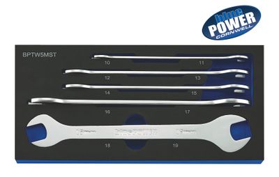 BPTW5MST - 5 Piece Cornwell® bluePOWER® Metric Thin Open End Wrench Set
