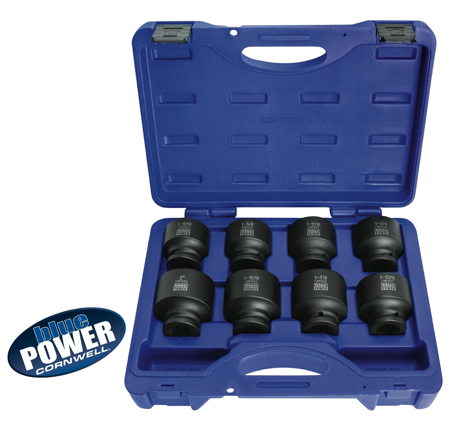 CBPI58ST - 8 Piece 3/4" Drive Cornwell® bluePOWER® SAE Power Socket Set, 6 Point