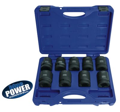 CBPI69ST - 9 Piece Cornwell® bluePOWER® 1" Drive SAE Power Socket Set