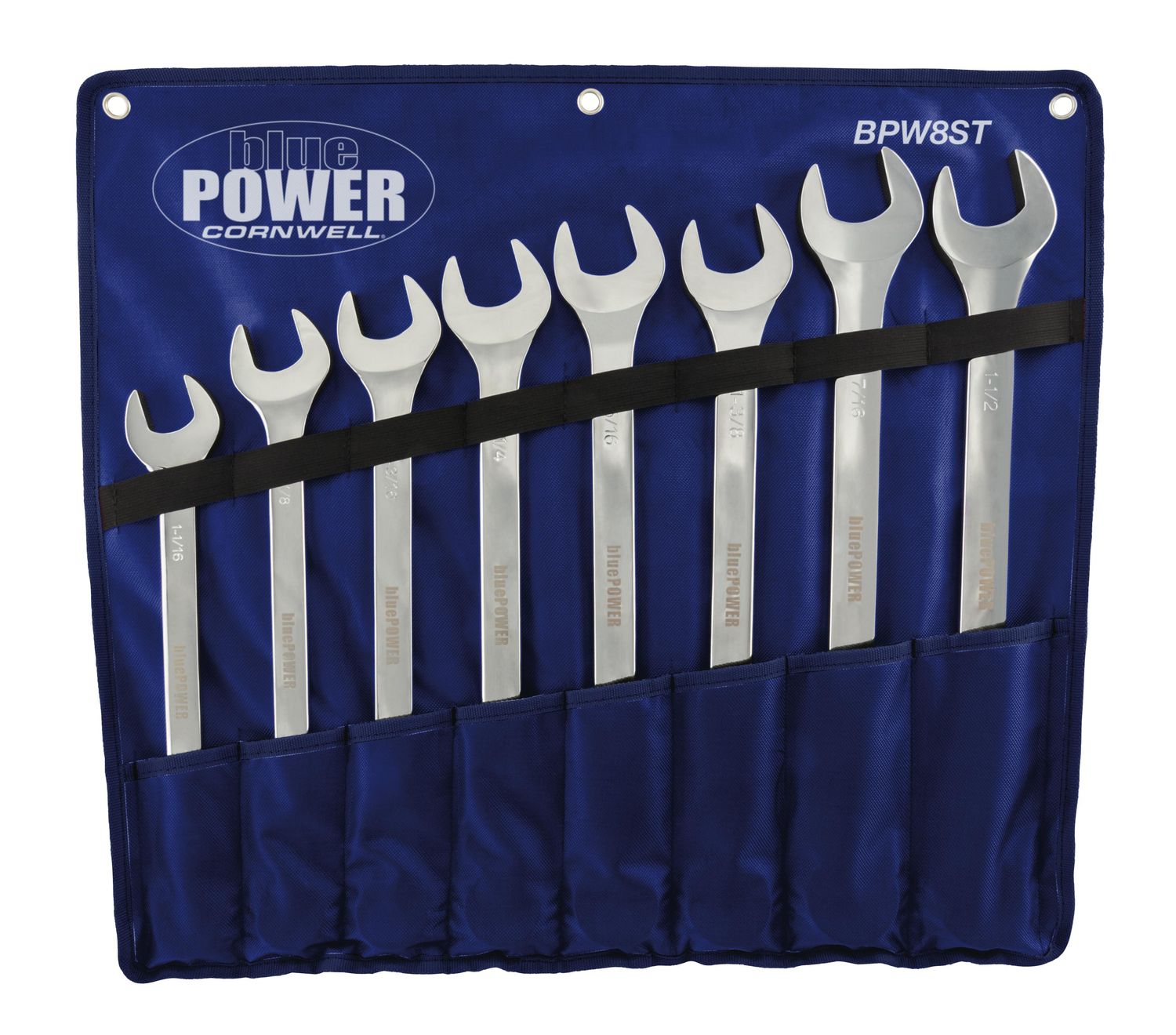 BPW8ST - 8 Piece Cornwell® bluePOWER® SAE Large Combination Wrench Set, 12 Point