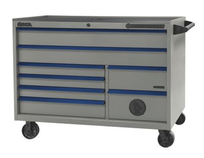CTSASR578BSM - ARCA® 57” 8-Drawer Double Bank Roller Cabinet, Smoke/Blue Trim