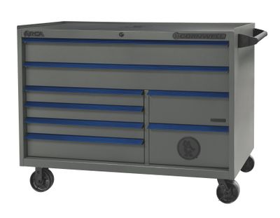 CTSASR578BST - (BTO) ARCA® 57” 8-Drawer Double Bank Roller Cabinet, Storm/Blue Trim