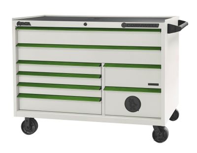 CTSASR578GVP - (BTO) ARCA® 57” 8-Drawer Double Bank Roller Cabinet, Vapor/Green Trim