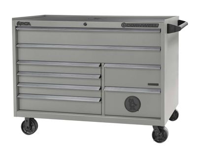 CTSASR578CSM - (BTO) ARCA® 57” 8-Drawer Double Bank Roller Cabinet, Smoke/Chrome Trim