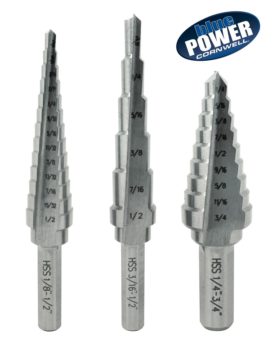 CBP3SDSA 3 Piece Cornwell® bluePOWER® Stepped Drill Set