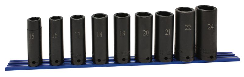 STI329LMSP - 9 Piece 1/2” Drive Metric Deep Power Socket Set, 6 Point