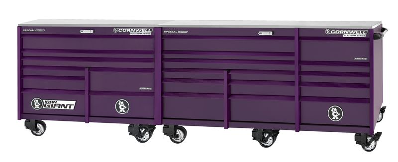 XPCTSPPR14022UPR - PLATINUM PLUS™ 140&quot; 22-Drawer Iron Giant Roller Cabinet, Purple Rain/Purple