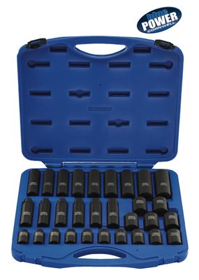 CBPI3MKITA - 30 Piece 1/2” Drive Cornwell® bluePOWER® Metric Power Socket Set, 6 Point