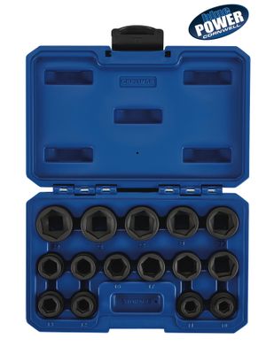 CBPI3MSB - 15 Piece 1/2” Drive Cornwell® bluePOWER® Square or Hex Stubby Metric Socket Set