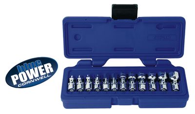 CBPU1M - 12 Piece 1/4” Drive Cornwell® bluePOWER® Metric Universal Socket Set, 6 Point