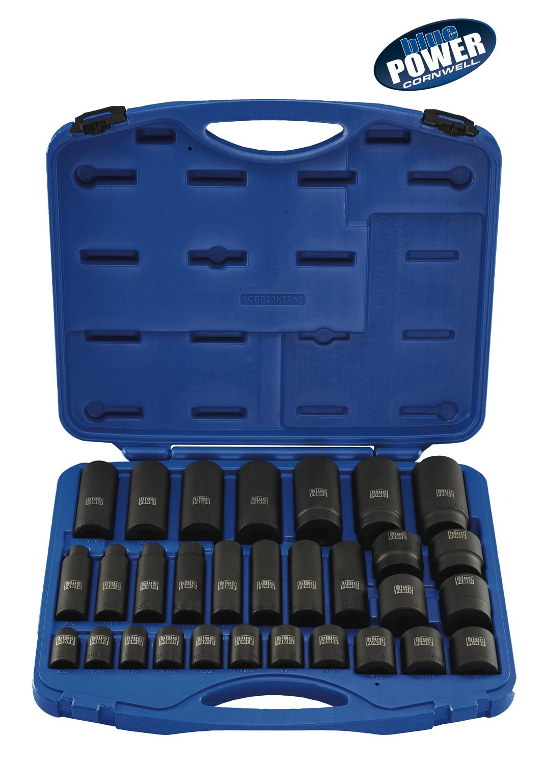 CBPI3KITA 30 Piece 1 2 Drive Cornwell bluePOWER SAE Power Socket Set 6 Point