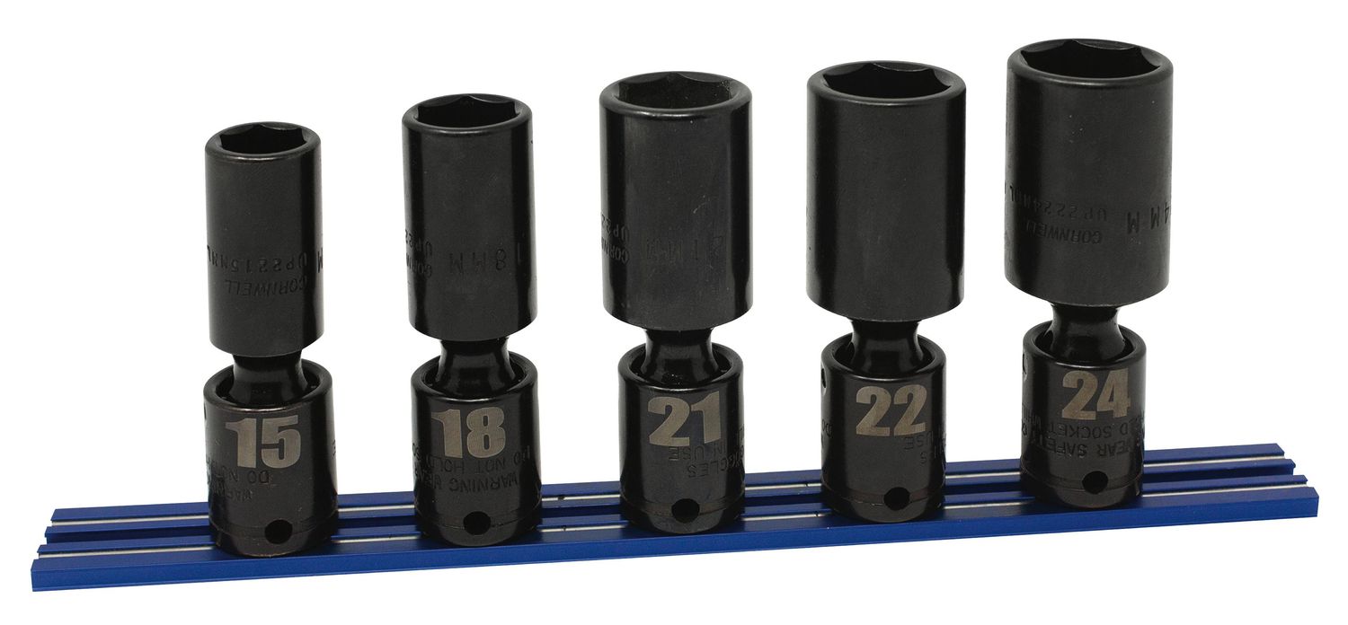 TSMUP225LP - 5 Piece 3/8&quot; Drive Metric Deep Power Universal Socket Set, 6 Point
