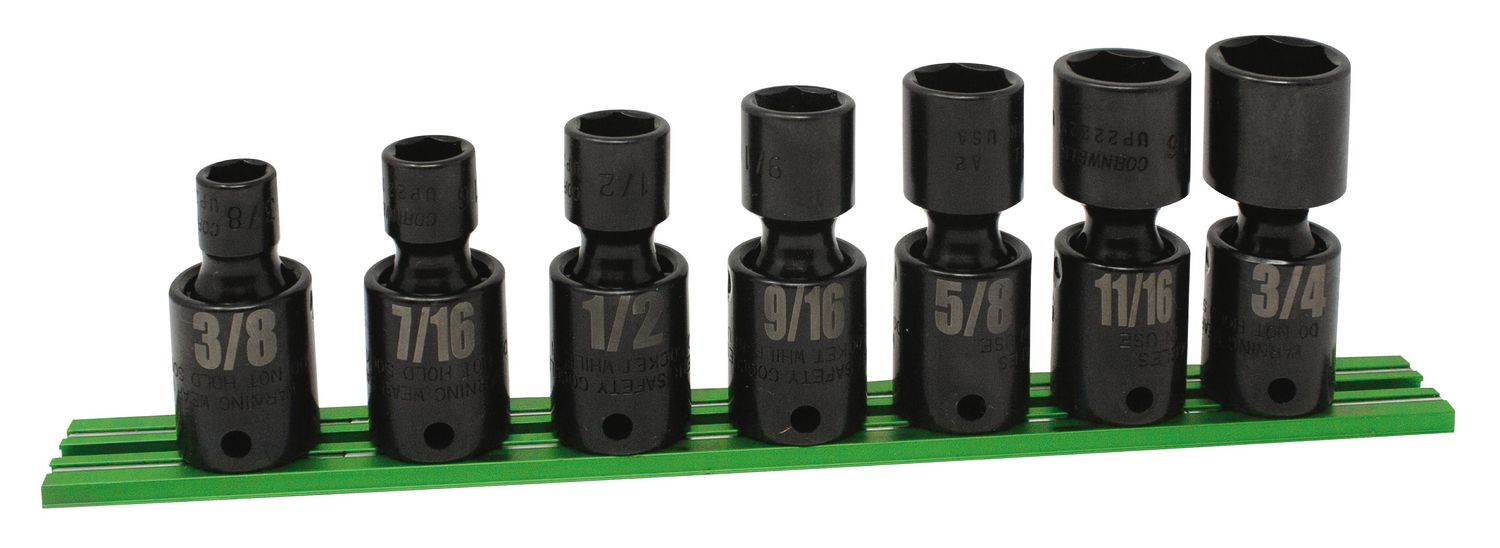 TSUP227RSP - 7 Piece 3/8&quot; Drive SAE Power Universal Socket Set, 6 Point