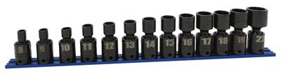 TSMUP2113RSP - 13 Piece 3/8&quot; Drive Metric Power Universal Socket Set, 12 Point