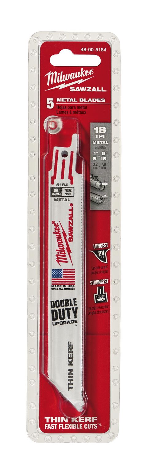 MWE48005184 - SAWZALL® 6&quot; 18T Blade (5pk)