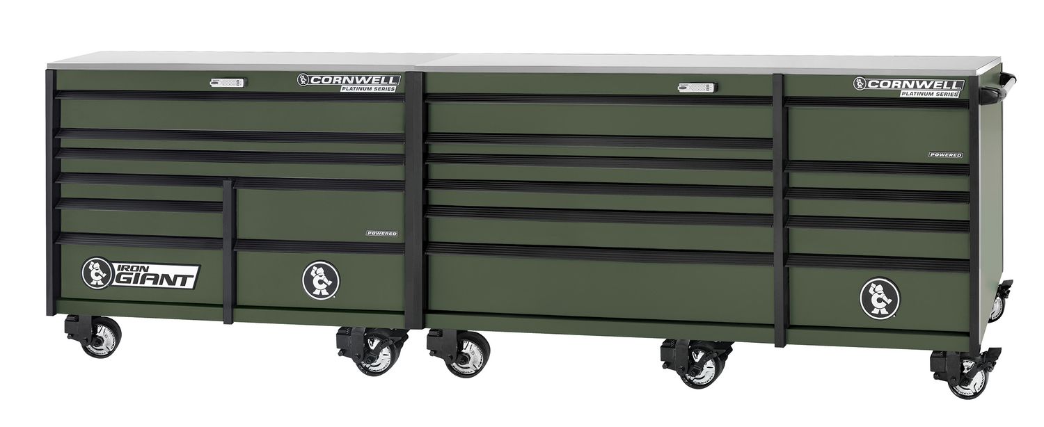 XPCTSPPR14019KVG - PLATINUM PLUS™ 140&quot; 19-Drawer Iron Giant Roller Cabinet, Valor Green