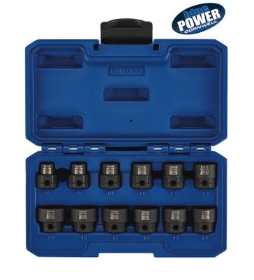 CBPI2MSB - 12 Piece 3/8” Drive Cornwell® bluePOWER® Square or Hex Stubby Metric Socket Set