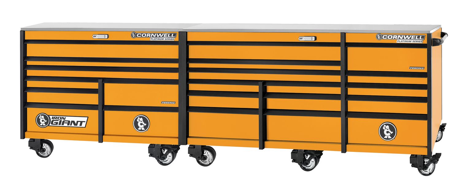 XPCTSPPR14022KRE - PLATINUM PLUS™ 140&quot; 22-Drawer Iron Giant Roller Cabinet, Ignition Orange
