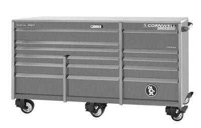 CTSPPR8414CCD - PLATINUM PLUS™ 84&quot; 14-Drawer Triple Bank Roller Cabinet, Carbide/Chrome Trim