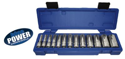CBP2L - 13 Piece 3/8” Drive Cornwell® bluePOWER® SAE Deep Socket Set, 6 Point