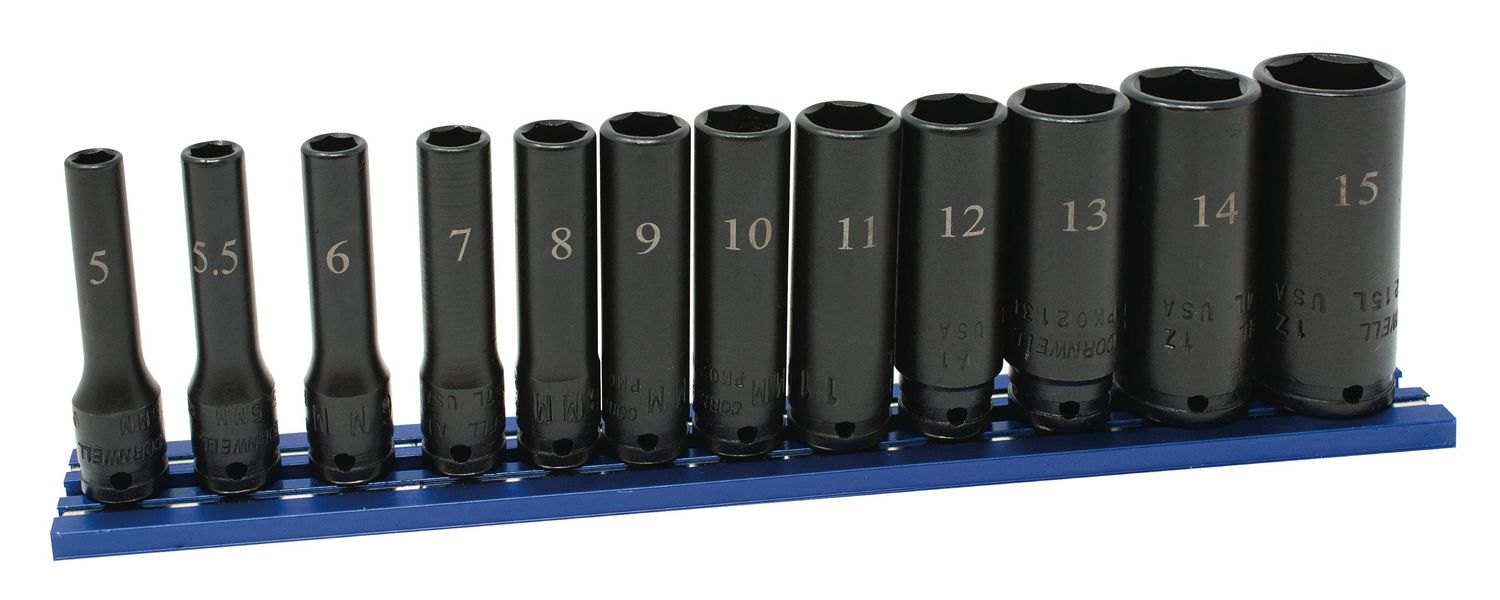 STI0212LMSP - 12 Piece 1/4” Drive Metric Deep Power Socket Set, 6 Point