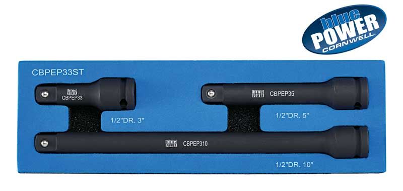 CBPEP33ST - 3 Piece 1/2” Drive Cornwell® bluePOWER® Impact Extension Set
