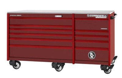 CTSPPR8411RRA - PLATINUM PLUS™ 84&quot; 11-Drawer Double Bank Roller Cabinet, Radium/Red Trim