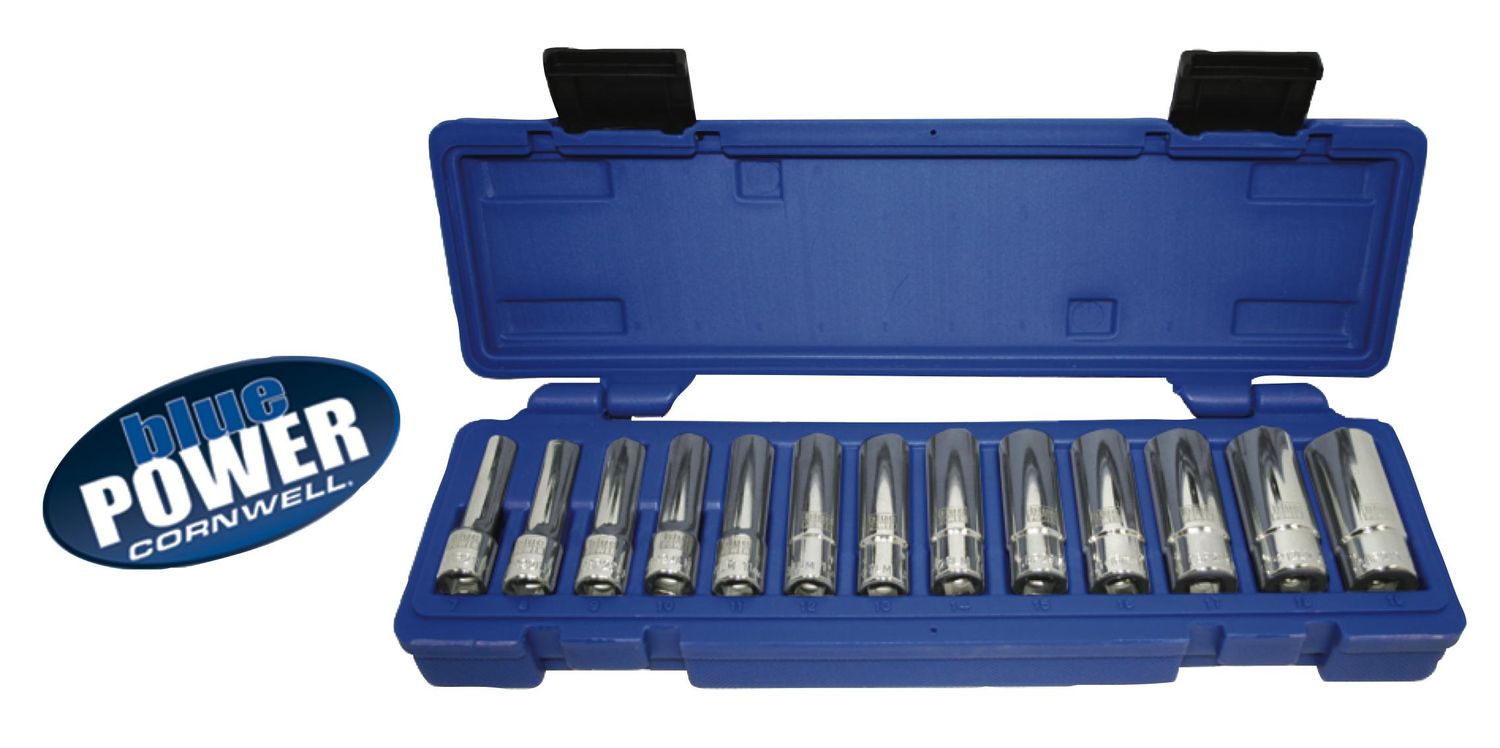 CBP2LM - 13 Piece 3/8” Drive Cornwell® bluePOWER® Metric Deep Socket Set, 6 Point