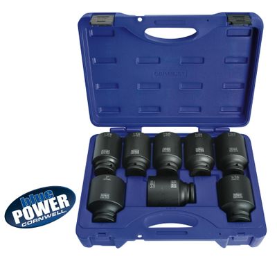 CBPI58LST - 8 Piece 3/4&quot; Drive Cornwell® bluePOWER® SAE Deep Power Socket Set, 6 Point