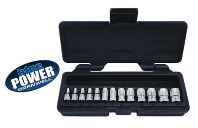 CBP1MT - 13 Piece 1/4” Drive Cornwell® bluePOWER® Metric Socket Set, 12 Point