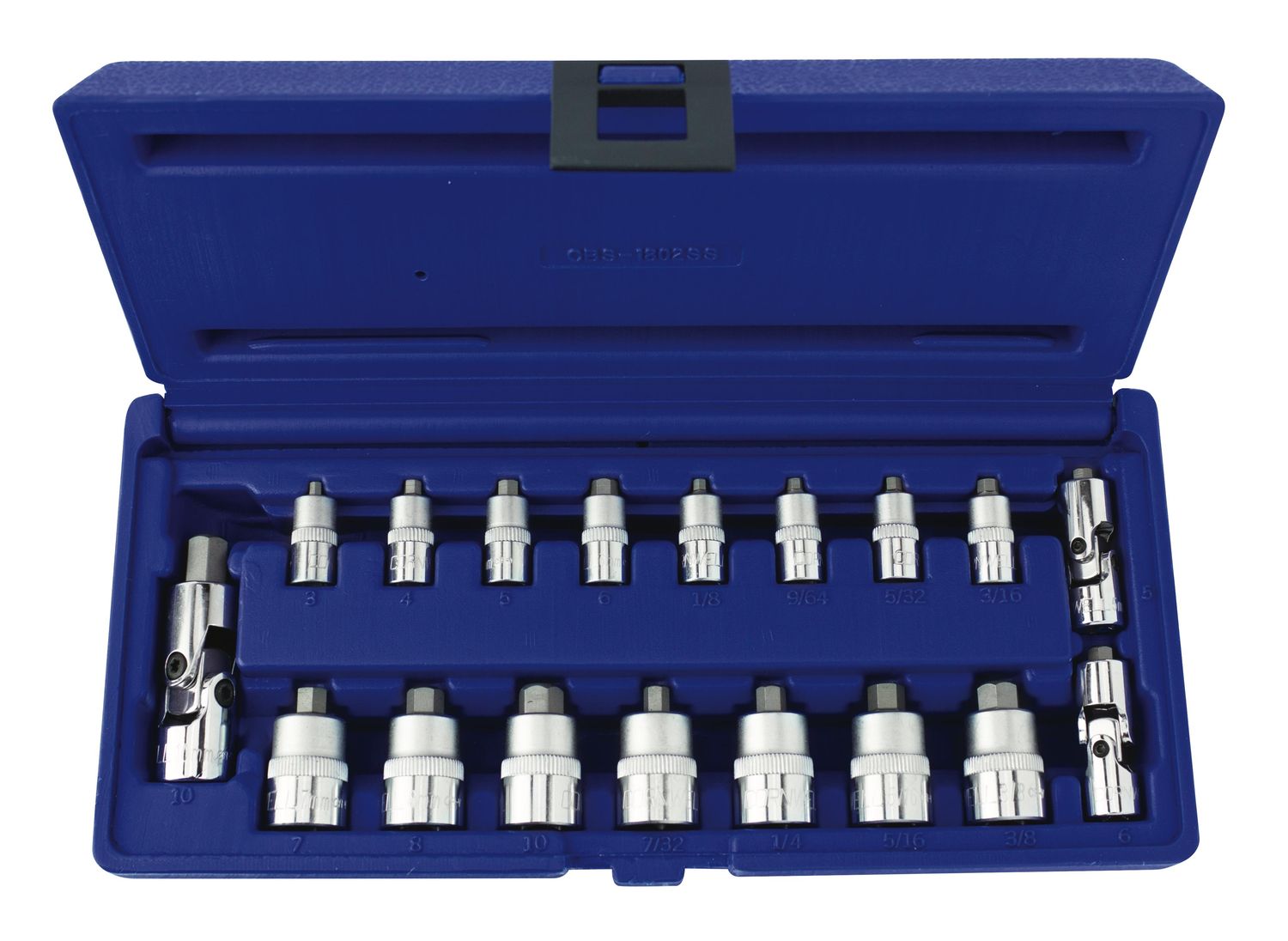 CBS1802SS - 18 Piece 1/4&quot; &amp; 3/8&quot; Drive Universal SAE &amp; Metric Stubby Hex Bit Socket Set