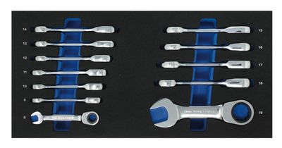 BPRW12MSST - 12 Piece Cornwell® bluePOWER® 72-Tooth Metric Stubby Ratcheting Combination  Wrench Set