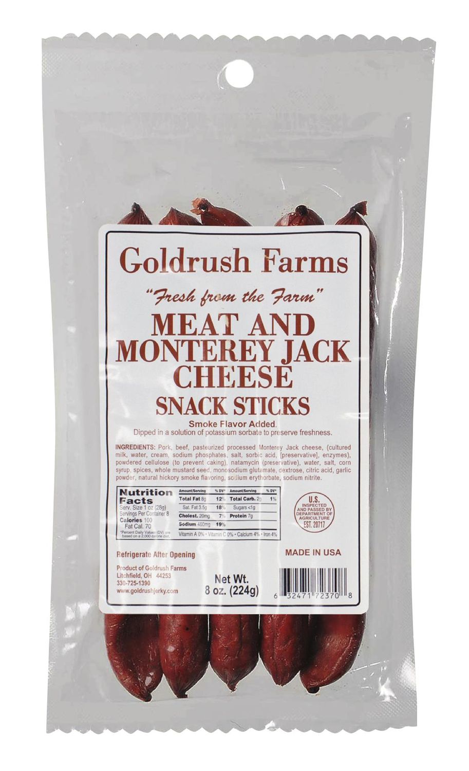 GRJ72370 - 8 oz. Monterey Jack Beef Sticks (12-Pack)