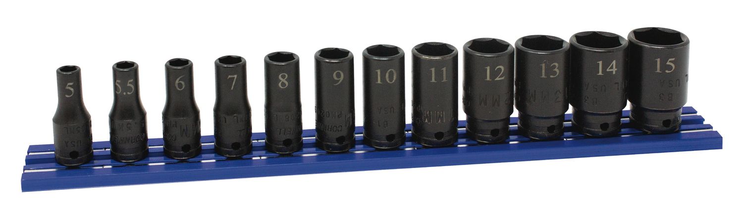 STI0212MMSP - 12 Piece 1/4” Drive Metric Mid-Length Power Socket Set, 6 Point